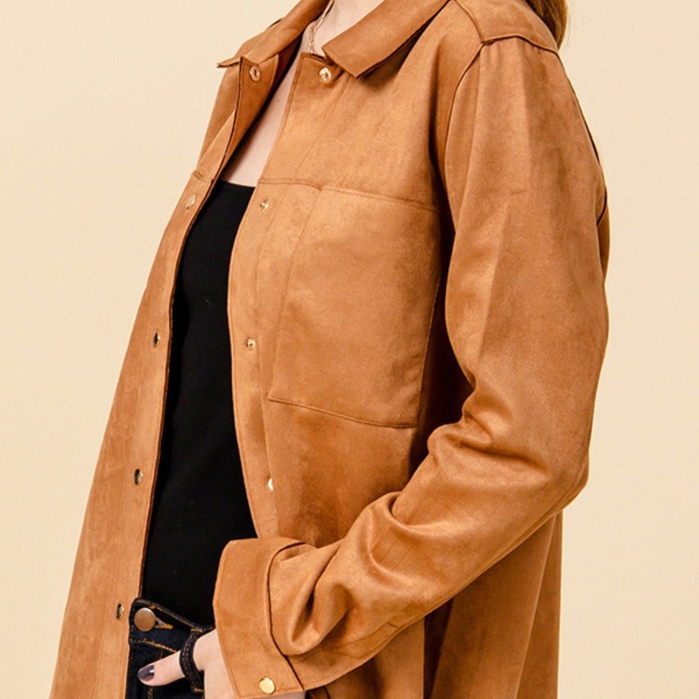 Suede Button Down Shirt - Picture 2 of 7